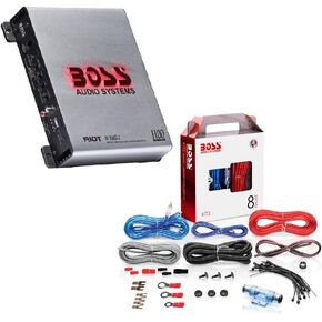 BOSS Audio Systems Monoblock Amplifier + 8 Gauge Wiring Kit
