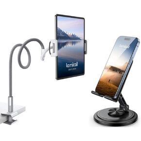 Lamicall Gooseneck Tablet Holder 360 Rotating Adjustable Phone Stand for Desk
