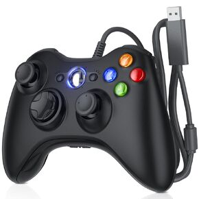 Nonbliep Wired for Xbox Controller Compatible with Wired Controller for Xbox 360 and PC with Dual Vibration/2.5mm Audio Jack Black