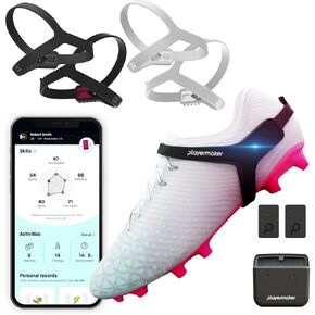 Playermaker 2.0 Soccer Tracker Kit Medium + White Medium Straps, Smart Soccer Tracker for Cleats by Playermaker, Track 25+ Technical & Physical Metrics, Advanced Than GPS
