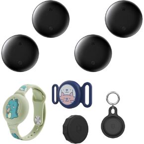 Item Tracker, Compatible with Apple Find My, Not Real-time GPS, Base on Millions of iOS Devices, BLE Assisted Tracking, MFi Certified, Black(2P) with 4 Accessories