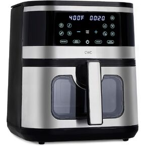 COOK WITH COLOR Digital Air Fryer, 8.5QT Capacity, 1500W, 10 Presets, Non-Stick Pot & Tray, Adjustable Timer & Temp Control, Sleek Black Design with Easy-View Window