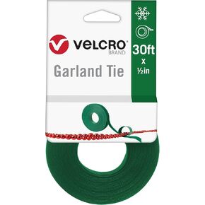 VELCRO Brand Holiday Garland Ties or Cable Straps | Hang Garlands, Lights or Wreath | for Banister, Railings, Stairs or Lamp Posts | 30ft Roll Cut to Custom Length | Red in Kuwait