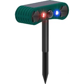 Solar Outdoor Motion Sensor Alarm: 129db Loud Siren Upgraded Ultrasonic Solar Infrared Induction Alarm 4 Working Modes Strobe Light with Red/Blue Flashing Light Protect Home Farm Barn Yard (Green)