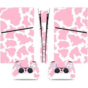 Skin Sticker for PS5 Slim Digital, Full Set Protective Vinyl Decal Cover Wrap for Game Console and Controller (Pink Spot)