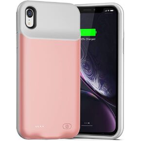 علبة البطارية لـ iPhone XR ، تمت ترقيتها 7000mAh Ultra-Slim القابلة لإعادة الشحن القابلة لإعادة الشحن المتوافقة مع iPhone XR (6.1 بوصة) مع حالة شاحن واقية من حزمة البطارية الممتدة (الذهب الوردي)