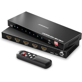 AVIDGRAM 4 Port HDMI Switch 4K 120Hz, HDMI 2.1 Switcher with Audio Extractor, Remote, 16 EDID Modes, HDR10, VRR, Compatible with Xbox/PS5, Projectors & More