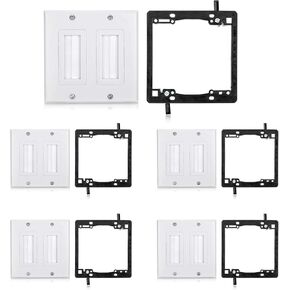 Dual Brush Wall Plate Wall Cables Brush Plate, Gang cable access strap works perfectly with HDMI cables, coax, audio speaker wires