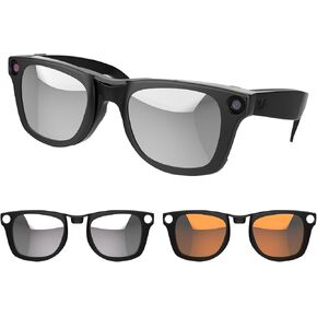 RCstyle 2Pcs Polarized Clip Compatible With Ray-Ban Meta Wayfarer RW4008 Size L 53-22 Smart Glasses Color Changing Clip Set for Man and Woman (Gray, Orange)