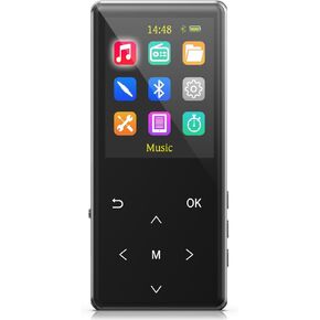 32GB MP3 Player, Portable Digital Lossless Music Player Built-in HD Speaker, FM Radio Recording, One Button Recording, 2.4 in Screen Black