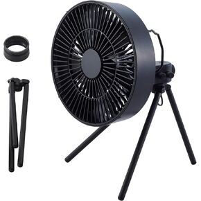 NESTOUT Outdoor Camping Fan with Tripod, 4 Speed Settings & Natural Breeze Mode, 3 Angle Oscillation, 90° Adjustable Tilt, Timer (30/60/90 mins), USB-C Compatible, Portable Tent Fan (Black Full Kit)