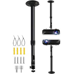 2-Be-Best Projector Mount Silver Extendable Height Projector Ceiling Mount Long Mounts 18-31in/46-80cm 360° Angle Adjustable Mounts for Mini Projectors
