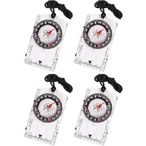 4 PCS Compass في الهواء الطلق مع انخفاض قابل للتعديل ، المكبر ، الحاكم ، المقياس. البوصلة متعددة الوظائف توجهات ماء لقراءة الخريطة ، التنقل ، المشي لمسافات طويلة