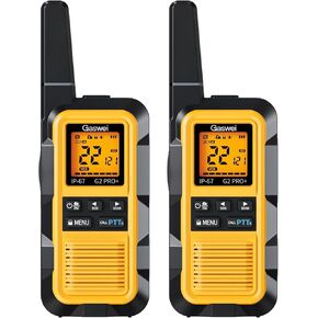 G2Pro+ IP67 Waterproof Floating Walkie Talkies with Double PTT, FM Radio, SOS & NOAA Weather Alerts, 2W Long Range Two-Way Radios for Adults, VOX Enabled, Rechargeable Lithium Battery (4 Pack)