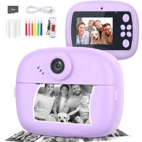 Mafiti Kids Camera Instant Print, Kids Camera Toy with 48MP Photo 1080P Video 32GB Card, Christmas Birthday Gift for 3-12 Year Old Girls Boys(Purple)
