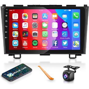 Android Car Stereo for Honda CRV 2007-2011 with Wireless Carplay/Android Auto with WiFi GPS Navigation, 9" Touchscreen Bluetooth Car Radio Support USB FM/RDS Backup Camera Steering Wheel Control