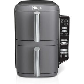 Ninja SL400 DoubleStack XL 2-Basket Air Fryer, Cooks 4 Foods at Once, Compact Design, 10 QT, 4-in-1, Smart Finish & Match Cook, Air Fry, Broil, Bake, Easy Meals, Easy Clean, Grey (Renewed)