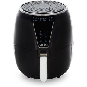 Aria Air Fryer 5 Qt, Non-Stick Ceramic Build, Dishwasher Safe Ceramic Non Toxic Large Sized Airfryer Basket, Touchscreen Display & Auto Shutoff, BPA & Teflon Free with Cookbook, Black