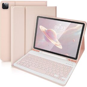 SOPPY Bluetooth Keyboard Case for iPad Air 11-inch (M3 2025 / M2 2024) & Air 5th/4th Gen & iPad Pro 11 inch (1st/2nd/3rd/4th Gen), Detachable Keyboard Cover, with Built-in Pencil Slot, Pink
