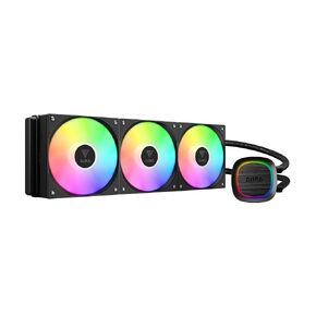 Gamdias aura glv2 360mm aio cpu cooler ، تصميم كابل مخفي ، مضخة قابلة للتدوير بالكامل ، مروحة pwm عالية الأداء ، مزامنة ArgB MB و 30 تأثيرات إضاءة مدمجة ، Intel LGA 1700/1200 ، AMD AM5/AM4 ، أسود ، أسود