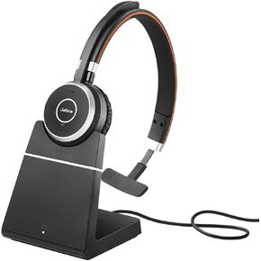 Jabra Evolve 65 SE Link380a UC Mono Stand- Bluetooth Headset with Noise-Cancelling Microphone, Long-Lasting Battery and Dual Connectivity - Works with All Other Platforms - Black (Renewed)