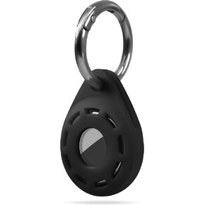 Geiomoo Silicone Case for Tile Sticker (2024) and Air Tag Tracker, Soft Flexible Scratch Resistant Protective Cover with Carabiner (Black)