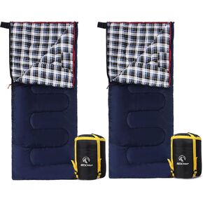 REDCAMP Cotton Flannel Sleeping Bag for Camping Backpacking, Adults Cold Weather Envelope Sleeping Bags with 2/4lbs Filling, with Compression Sack