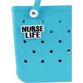 NURSE LIFE Letter Charm Accessory for Bogg Bag, 3.3 * 2inch/8.5 * 5cm Insert Decorative Attachment for Rubber Beach Handbag Tote
