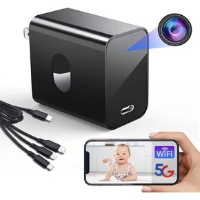 4K Nanny Camera Supports 2.4G&5G WiFi, Mini Hidden Camera Charger with Motion Detection, Night Version, Nanny Cam Hidden Camera, Small Hidden Camera Wireless Security Camera with Motion Detection