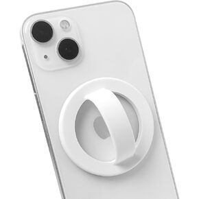 Magnetic Silicone Phone Grip | Super Strong Magnetic Design, 360° Rotation, Comfortable Grip, Compatible with iPhone 16/15/14/13/12 Series, Perfect for Selfies and Watching Videos (White)