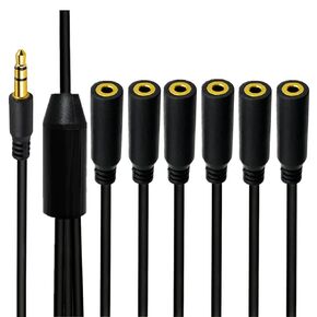 1 to 6 Jack Audio Splitter Cable, DC 3.5mm TRS Male to 6 DC 3.5mm Female Stereo Extension Adapter Cables 1/8" to 1/8" Cable for Cellphone, Guitar, Mp3, Earphones, Speakers(0.5M/1.7FT)