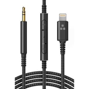 Thore Replacement Aux Cable for iPhone Lightning to Bose 2.5mm Headphone Wired Connection, Audio Cord with Volume Remote/Mic (Compatible QuiteComfort QC25, QC35, QC45, 700)