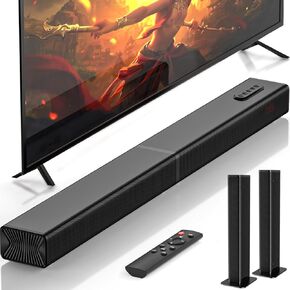 Facmogu Sound Bar for Smart TV, 2 in 1 Detachable Design Bluetooth Sound Bar, 37 Inch 2.0CH Speaker for Home Theater Surround Sound, TV Sound Bars with ARC/Optical/AUX for Television PC Projecor
