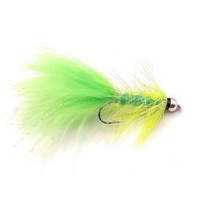 wooly bugger, Tungsten bead, fly fishing, trout, salmon, bass, and most fresh water species, hook #6, many color available, set of six flies. (Chartreuse)