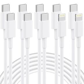 iPad Charger Cord [3-Pack USB C to USB-C + 2-Pack Type C to Lightning Cables] Compatible with iPad Pro/Air/Mini, Fast Charging & Data Sync, Durable Cables for iPhone, and More