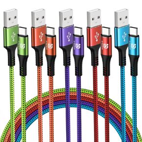 USB C Cable (5 Pack 10ft) USB A to C Charger Fast Charging Nylon Braided for Samsung Galaxy S9 S8 Note 9 Note 8 Galaxy Note 20 10 S21 S20 S10 Plus USB Type C Cable
