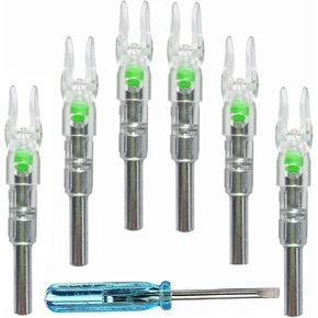 6PCS S LED Lighted Nocks for Arrow Archery Nocks Hunting LED Arrow Nocks Fits for Arrows with 0.244''/6.2mm Inside Diameter(Green) …