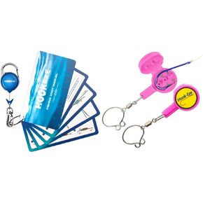 HOOK-EZE Fishing Knot Tying Tool(Standar-Pink), Fishing Knot Tying Cards to 8 Essential Fishing Knots, Come with A Fly Fishing Zinger Retractor