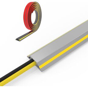 10 FT Self-Adhesive Floor Cable Cover, 1.6" Wide Cord Organizer and Protector for Home, Office, Workshop, and Factory – Durable PVC Cord Hider for Floor Wires-Blackyellow