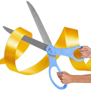 25" Light Blue Ribbon Cutting Scissors – Giant Ceremonial Scissors for Grand Opening Decorations Big Shears for Ribbon Cutting Ceremony