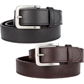 Men's Steel Core Leather Gun Belt for Concealed Carry, 34 (Pants Size 36), Classic Black and Rich Brown Bundle
