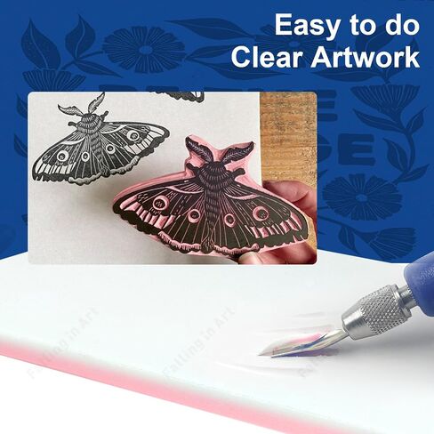 Falling in Art 12 Pack Rubber Carving Block, 4" x 6" Easy Cut Lino Blocks, Soft Linoleum Block for Printmaking, Stamps, Crafts in Saudi Arabia
