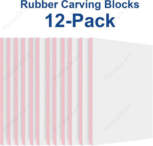 Falling in Art 12 Pack Rubber Carving Block, 4" x 6" Easy Cut Lino Blocks, Soft Linoleum Block for Printmaking, Stamps, Crafts in Saudi Arabia