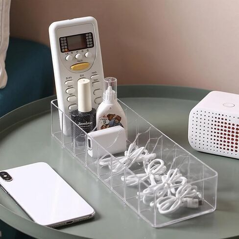 4 Pack Plastic Cord Organizer Box with 40 Wire Ties, Electronics Accessories Storage Case, Clear Cell Phone Cord Storage Organizer with 8 Compartments for Home Office Desk Organizers in Saudi Arabia