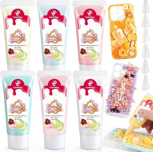 Glue Glue ، 12pcs 50g طقم غراء كريمة مخفوقة مع نصيحة أنابيب 18 ٪ ، مجموعة علبة الهاتف DIY لزخرفة عيد الميلاد ، عيد الميلاد in Saudi Arabia