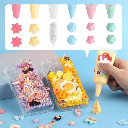 Glue Glue ، 12pcs 50g طقم غراء كريمة مخفوقة مع نصيحة أنابيب 18 ٪ ، مجموعة علبة الهاتف DIY لزخرفة عيد الميلاد ، عيد الميلاد in Saudi Arabia