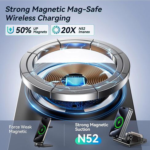 5 in 1 Wireless Charging Station Magnetic Wireless Mag-Safe Fast Charger Stand for Apple Devices Wireless Charger for iPhone 16/15/14/13/12 Pro Max Series, iWatch Series & Airpods Pro, Black in Saudi Arabia