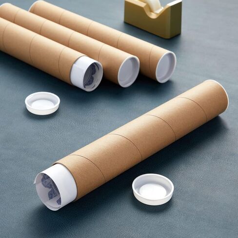 Stockroom Plus 12 Pack Brown Round Cardboard Mailing Tubes with Caps for Shipping, Packing, Art Prints, Maps, and Blueprints - 2 x 15 in Poster Tubes for Mailing in Kuwait