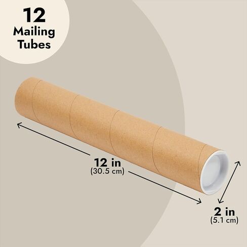 Stockroom Plus 12 Pack Brown Round Cardboard Mailing Tubes with Caps for Shipping, Packing, Art Prints, Maps, and Blueprints - 2 x 15 in Poster Tubes for Mailing in Kuwait