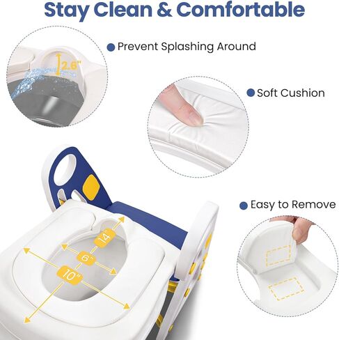 مقعد تدريب على المرحاض ومقعد للأطفال الصغار، مقعد مرحاض للأطفال الصغار ذو ثبات مطلق، مقاعد قابلة للتعديل وارتفاع المقعد للأطفال الصغار الأولاد والبنات (رمادي) in Kuwait